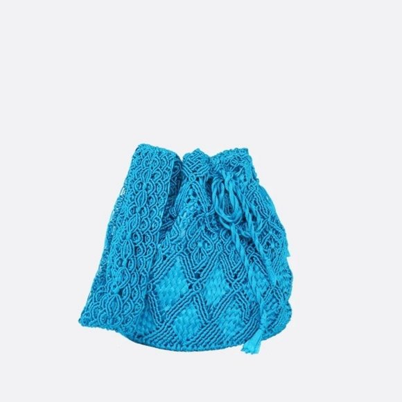 Camila Mesar Handbags - Camila Mesar Maxi Amor Dormido Mochila Drawstring Bucket Bag NWT Turquoise